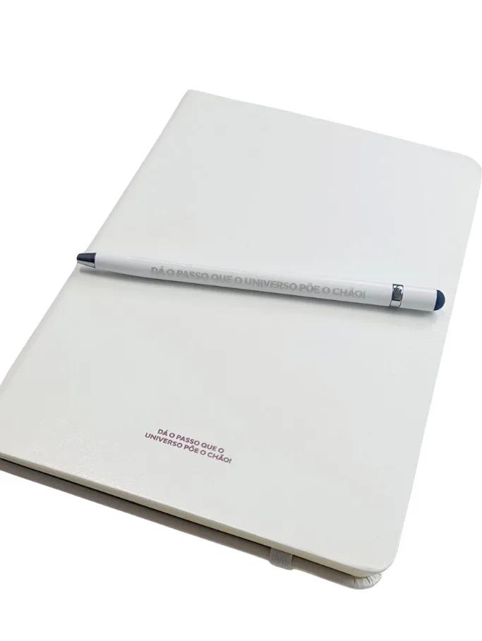 Caderno e Esferográfica Branca