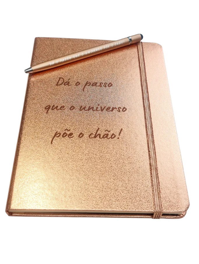 Caderno e Esferográfica Dourada